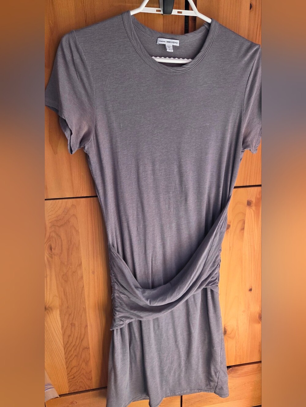 Standard James Perse Mushroom Coloured Short Sleeve Knit Dress Size Small
